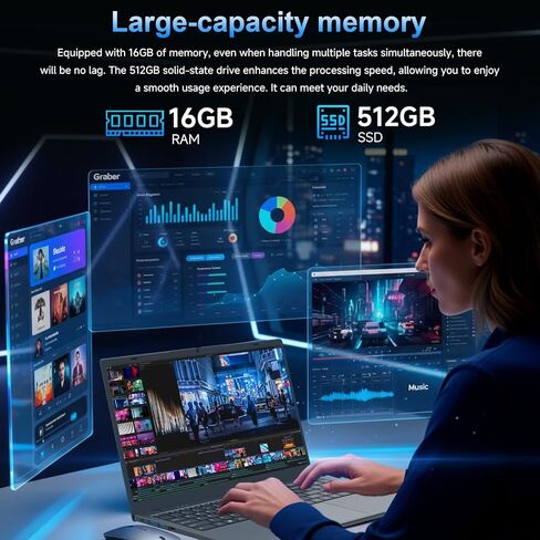 كمبيوتر محمول، مع Pentium 6500Y، ذاكرة وصول عشوائي 16 جيجابايت، SSD 512 جيجابايت، شاشة IPS FHD مقاس 15.6 بوصة، كمبيوتر محمول للأعمال طويل العمر، Wi-Fi 5، BT 5.0، USB من النوع C، منافذ HDMI، كمبيوتر محمول تقليدي للعمل المكتبي in Kuwait