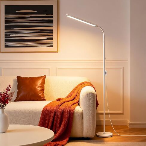 Bright 12W LED Flicker-Free Eye Protection Dimming Floor Lamp,3000-6000k,Gooseneck adjustable Standing Reading Lamp for Living Room Bedroom Bedside Office Classroom Task Craft, Black Modern Light in Kuwait