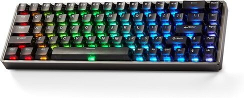 لوحة مفاتيح ألعاب من الألومنيوم Akko MOD68 8k Rapid Trigger لامعة من خلال لوحة مفاتيح سلكية HE سلكية شفافة باللون الأسود، مفتاح AstroAim in Kuwait