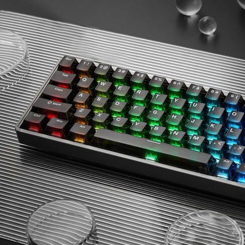 لوحة مفاتيح ألعاب من الألومنيوم Akko MOD68 8k Rapid Trigger لامعة من خلال لوحة مفاتيح سلكية HE سلكية شفافة باللون الأسود، مفتاح AstroAim in Kuwait