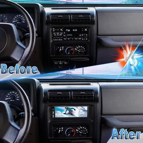 Android 14 Double Din Car Stereo ترقية راديو لسيارة Jeep Wrangler TJ 1997-2002، 6.86 بوصة شاشة لمس لاسلكية Carplay Android Auto GPS WiFi Bluetooth RDS DSP SWC Mirrorlink Mic كاميرا احتياطية in Kuwait