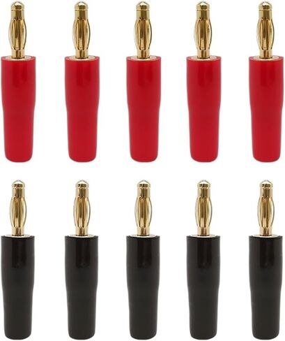 5Pair 4mm Banana Connectors Speaker Wire Solderless Screw Lock 4mm Banana Male Plugs with Red Black Insulation Sheath in Saudi Arabia