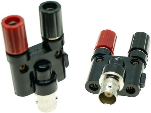 BNC Female to Two Dual 4mm Banana Binding Post Jack Connector Adapter Coaxial Connector Adapter Splitter 1M2F in Saudi Arabia