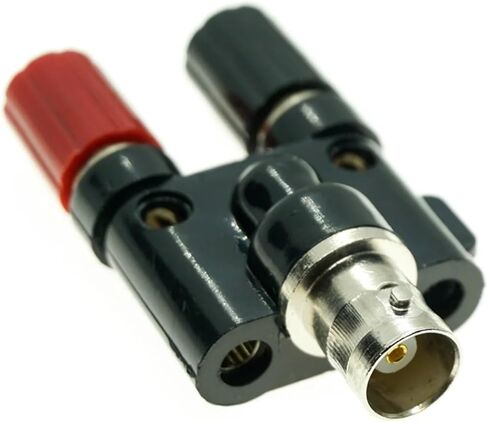 BNC Female to Two Dual 4mm Banana Binding Post Jack Connector Adapter Coaxial Connector Adapter Splitter 1M2F in Saudi Arabia