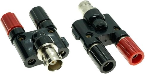 BNC Female to Two Dual 4mm Banana Binding Post Jack Connector Adapter Coaxial Connector Adapter Splitter 1M2F in Saudi Arabia
