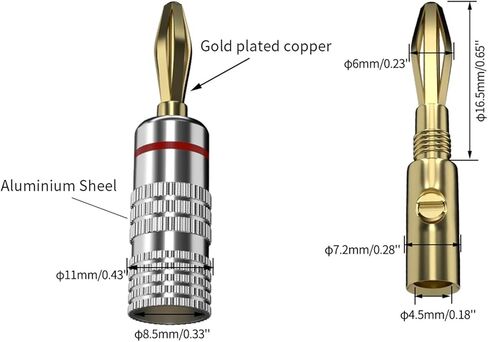 4PCS 4MM Gold Plated Speaker Banana Connector Audio Amplifier Speaker Terminal 12002 in Saudi Arabia
