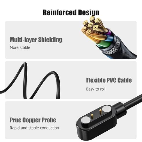 Lamshaw متوافق مع شاحن سماعات Ortizan Air Conduction، شحن مغناطيسي بديل متوافق مع Ortizan i10 Air Conduction Headphones (عبوتان - أسود + أبيض) in Kuwait
