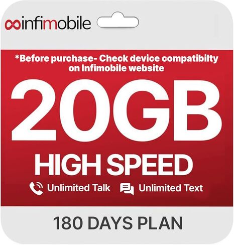 $18.6/Month | Infimobile Prepaid Unlimited Plan: 6 Months | 20GB High-Speed Data Per Month | Unlimited Data Talk & Text | Prepaid Plan Service SIM Card | Nationwide Coverage | 4G, 5G Network in Saudi Arabia