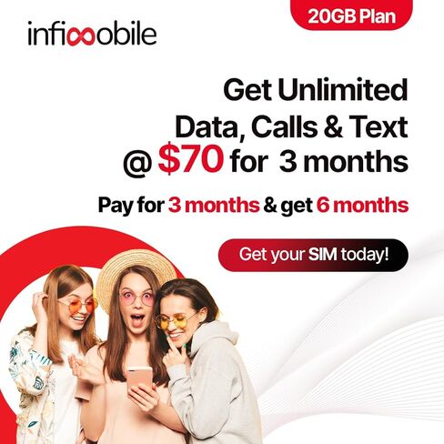 $18.6/Month | Infimobile Prepaid Unlimited Plan: 6 Months | 20GB High-Speed Data Per Month | Unlimited Data Talk & Text | Prepaid Plan Service SIM Card | Nationwide Coverage | 4G, 5G Network in Saudi Arabia