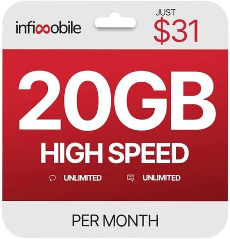 $18.6/Month | Infimobile Prepaid Unlimited Plan: 6 Months | 20GB High-Speed Data Per Month | Unlimited Data Talk & Text | Prepaid Plan Service SIM Card | Nationwide Coverage | 4G, 5G Network in Saudi Arabia