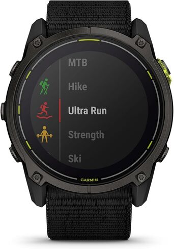 ساعة Garmin Enduro 3 GPS الذكية 51 مم من الياقوت الشمسي، عمر بطارية فائق، رسم الخرائط، مصباح يدوي LED مدمج، تيتانيوم DLC رمادي كربوني، حزام نايلون أسود UltraFit (متجدد) in Saudi Arabia