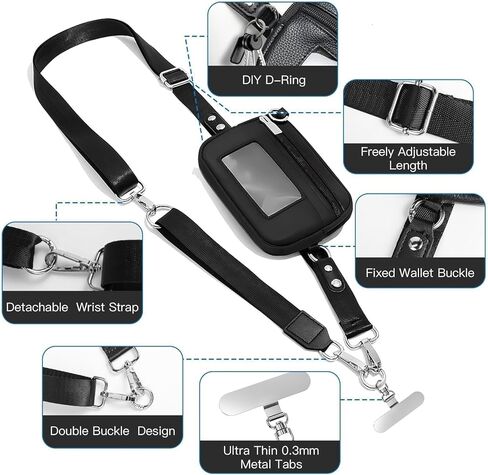 حزام مشبك وانطلق للهاتف مع محفظة للهاتف بحبل طويل قابل للتعديل والفصل in Kuwait