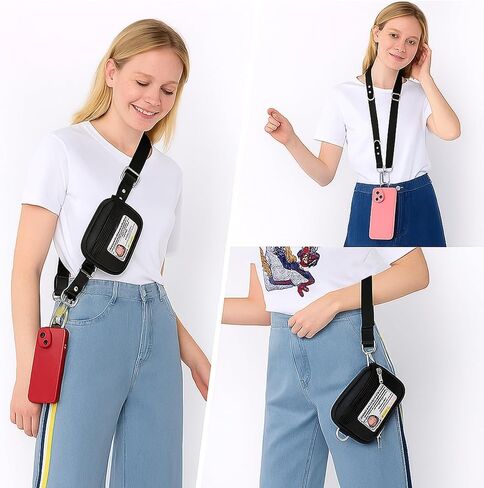 حزام مشبك وانطلق للهاتف مع محفظة للهاتف بحبل طويل قابل للتعديل والفصل in Kuwait