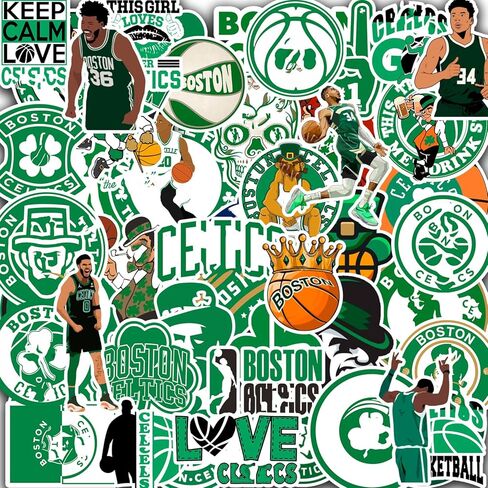 110PCS Boston Basketball Sticker Pack Celtic - Themed Waterproof Vinyl Decals for Laptops, Water Bottles, Cars, Helmets, Skateboards - Cool Gifts for Kids, Teens & Basketball Fans in Saudi Arabia