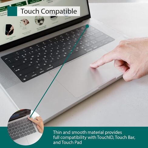 غطاء لوحة مفاتيح رفيع للغاية لجهاز MacBook Air 13.6 بوصة (M2/M3، 2022-2024) - مقاوم للماء والغبار، متوافق مع معرف اللمس - سلسلة غطاء التحكم من Green Onions Supply in Kuwait