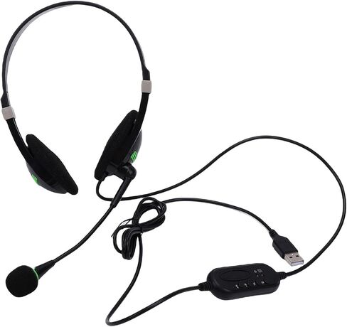 Yunseity USB Headset with Microphone, Noise Canceling 40mm Speaker Memory Foam Ear Cushions in Line Control, for PC Computer Laptop Call Center in Saudi Arabia