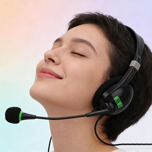 Yunseity USB Headset with Microphone, Noise Canceling 40mm Speaker Memory Foam Ear Cushions in Line Control, for PC Computer Laptop Call Center in Saudi Arabia