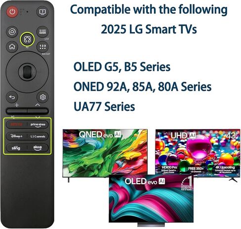 جهاز تحكم عن بعد صوتي سحري بديل MR25GA متوافق مع تلفزيون WebOS LG من 2019 إلى 2025، لـ OLED وQNED وUHD وLED وLCD و4K و8K Series TV عن بعد، لجهاز التحكم عن بعد AN-MR24GA/MR23GA وAN-MR22GA/22GN/MR21GA in Kuwait