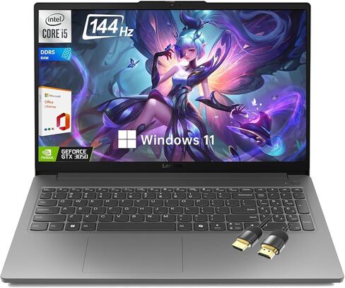 كمبيوتر محمول للألعاب Lenovo LOQ Essential، شاشة 15.6 بوصة FHD 144 هرتز، Intel Core i5-12450HX، GeForce RTX 3050، ذاكرة وصول عشوائي DDR5 سعة 16 جيجابايت، SSD 512 جيجابايت، مساعد AI، Wi-Fi 6، RJ-45، USB-C، HDMI، مع مكتب مدى الحياة، Win 11 Home in Kuwait