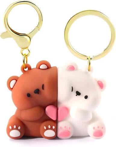 لطيف سلاسل المفاتيح BuBu Dudu، 2PCS البسيطة Kawaii الكرتون تمثال تمثال سلاسل المفاتيح للنساء فتاة حقائب الظهر مفاتيح السيارة in Kuwait