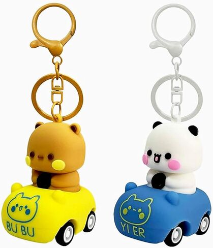 لطيف سلاسل المفاتيح BuBu Dudu، 2PCS البسيطة Kawaii الكرتون تمثال تمثال سلاسل المفاتيح للنساء فتاة حقائب الظهر مفاتيح السيارة in Kuwait