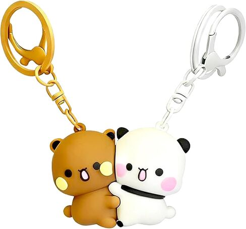 لطيف سلاسل المفاتيح BuBu Dudu، 2PCS البسيطة Kawaii الكرتون تمثال تمثال سلاسل المفاتيح للنساء فتاة حقائب الظهر مفاتيح السيارة in Kuwait