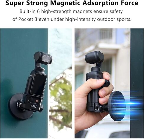 HSU Magnetic Expansion Adapter Mount Compatible with DJI Osmo Pocket 3, Magnet Extended Mounting Bracket Frame with Cold Shoe, Osmo Pocket 3 Quick-Release in Saudi Arabia