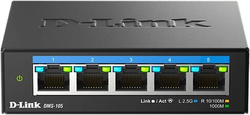 محول ألعاب غير مُدار بـ 5 منافذ بسعة 2.5 جيجابايت من D-Link مع 5 × 2.5 جيجا - متعدد جيجا، وشبكة و7 منافذ محول ألعاب غير مُدار بسعة 2.5 جيجابايت مع 2 × 2.5 جيجا، و5 × 10/100/1000 ميجابت في الثانية - متعدد جيجا in Saudi Arabia