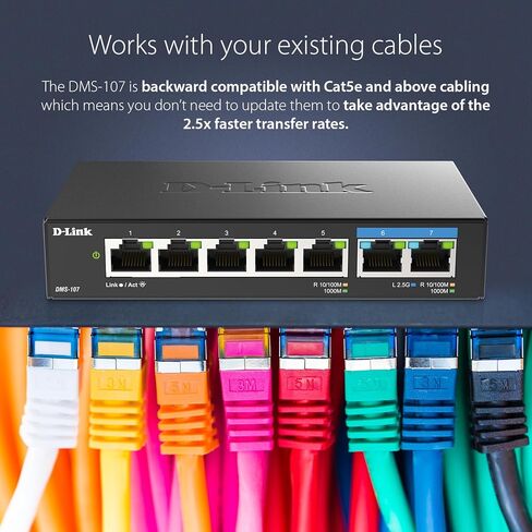 محول ألعاب غير مُدار بـ 5 منافذ بسعة 2.5 جيجابايت من D-Link مع 5 × 2.5 جيجا - متعدد جيجا، وشبكة و7 منافذ محول ألعاب غير مُدار بسعة 2.5 جيجابايت مع 2 × 2.5 جيجا، و5 × 10/100/1000 ميجابت في الثانية - متعدد جيجا in Saudi Arabia