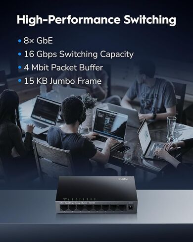 Cudy 8 Port Gigabit Switch, Easy Smart Managed, Plug & Play Desktop/Wall-Mount, Sturdy Metal w, Support QoS, Vlan, IGMP and DHCP, GS108E in Saudi Arabia