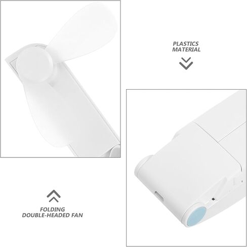 Alipis مروحة USB صغيرة محمولة مزدوجة الرأس قابلة للطي ومروحة تبريد الهواء قابلة لإعادة الشحن للسفر في الهواء الطلق للاستخدام في الهواء الطلق خفيفة الوزن بيضاء اللون in Kuwait