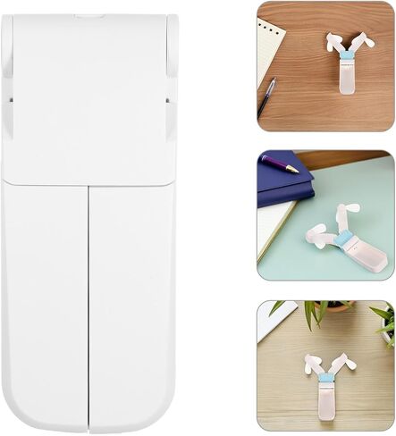 مروحة USB صغيرة محمولة برأس مزدوج قابلة للطي، جهاز تبريد صغير قابل لإعادة الشحن للسفر في الهواء الطلق، مروحة مكتب USB بيضاء in Kuwait