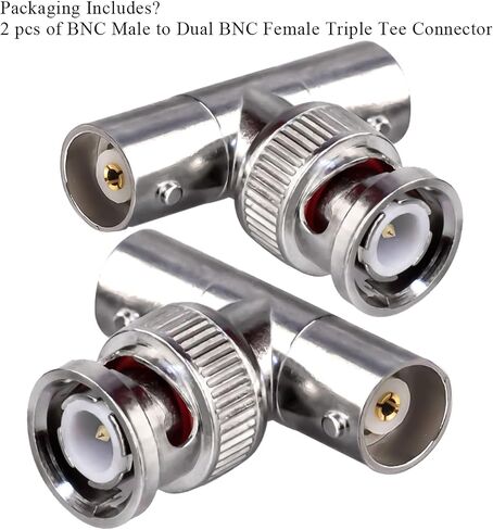 TUOLNK 2 قطعة BNC موصل ثلاثي المحملة BNC ذكر إلى أنثى مزدوجة على شكل حرف T محول محوري RF لكابل محوري أمان CCTV DVR كاميرا 3 طرق مقسم in Saudi Arabia