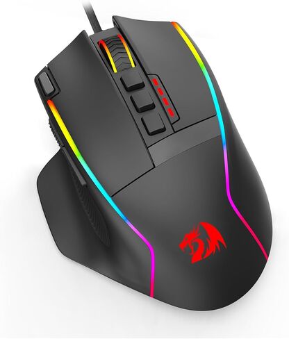 ماوس ألعاب Redragon، ماوس ألعاب سلكي بمستشعر Opitacl 26,000 نقطة لكل بوصة، ماوس مريح مع زر حريق، ماكرو ماوس RGB قابل للبرمجة لأجهزة الكمبيوتر المحمول/الكمبيوتر الشخصي/Mac in Kuwait