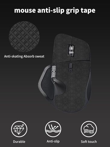 Mouse Grip Tape Full Coverage for Logitech MX Master 4 Wireless Gaming Mouse,Self-Adhesive PreCut Sweat-Resistant Professional Mice Upgrade Kit - Black in Saudi Arabia
