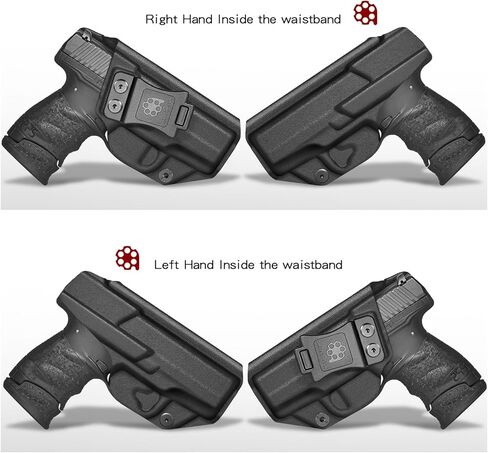 Amberide Walther PPS M2 IWB الحافظة، Kydex-Boltaron داخل حزام الخصر تناسب Walther PPS M2 9mm/.40، الاحتفاظ الآمن، السحب السريع، 0-30 درجة غير قابلة للتعديل in Kuwait