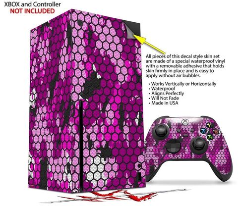 ملصق من الفينيل من WraptorSkinz متوافق مع وحدة التحكم ووحدة التحكم XBOX Series X - HEX Mesh Camo 01 Pink (وحدة التحكم في الألعاب غير متضمنة) in Saudi Arabia