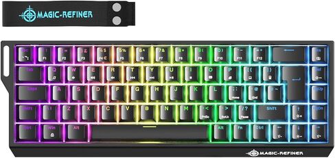 لوحة مفاتيح الألعاب MAGIC-REFINER X68 HE السلكية بنسبة 60% ذات تأثير القاعة الميكانيكية ذات الزناد السريع RGB مع استقصاء 8K، ودقة RT 0.04 مم، ومفتاح مغناطيسي، وتشغيل قابل للتعديل، وصنبور سريع لأجهزة الكمبيوتر Mac Esport Gamer (أسود) in Kuwait