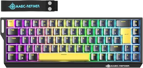 لوحة مفاتيح الألعاب MAGIC-REFINER X68 HE السلكية بنسبة 60% ذات تأثير القاعة الميكانيكية ذات الزناد السريع RGB مع استقصاء 8K، ودقة RT 0.04 مم، ومفتاح مغناطيسي، وتشغيل قابل للتعديل، وصنبور سريع لأجهزة الكمبيوتر Mac Esport Gamer (أسود) in Kuwait