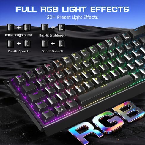 لوحة مفاتيح الألعاب MAGIC-REFINER X68 HE السلكية بنسبة 60% ذات تأثير القاعة الميكانيكية ذات الزناد السريع RGB مع استقصاء 8K، ودقة RT 0.04 مم، ومفتاح مغناطيسي، وتشغيل قابل للتعديل، وصنبور سريع لأجهزة الكمبيوتر Mac Esport Gamer (أسود) in Kuwait