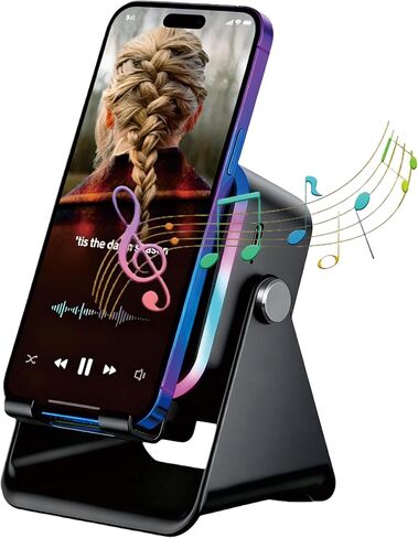 مكبر صوت حثي، حامل مكبر صوت لاسلكي مبتكر للهاتف الخلوي مع قاعدة مكبر صوت بلوتوث لهاتف iPhone/Samsung/iPad (أسود، مربع) in Kuwait