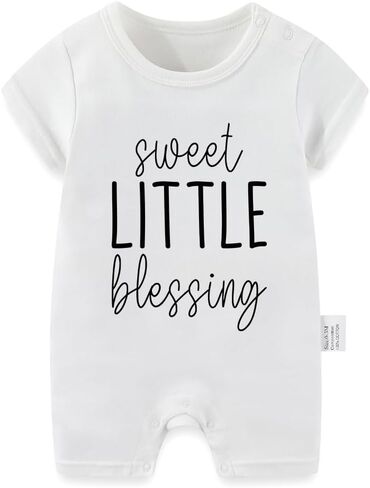 بدلة للجسم Sweet Little Blessing، إعلان الحمل، ملابس أطفال محايدة للجنسين، بذلة بأكمام قصيرة للأطفال الصغار in Kuwait