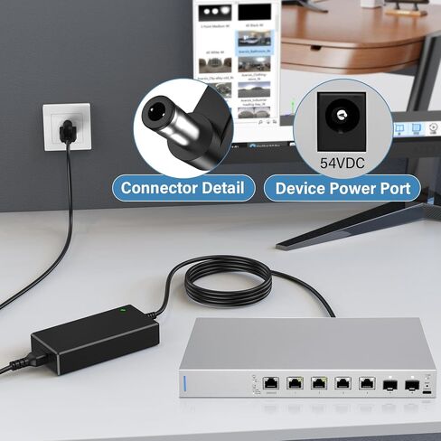 محول تيار متردد 54 فولت متوافق مع شبكات Ubiquiti UniFi XG 6 PoE US-XG-6POE USW-Ultra-210W 6 8 منافذ، سلك طاقة الشاحن مناسب للطراز ADS-210NX-48-1 540210E ADS-210NX-48-1540210E 54VDC 3.9A in Saudi Arabia