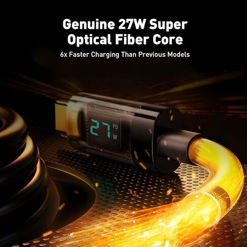 USB C to USB L Cable PD27W 4FT for Apple iPhone Fast Charger Type C to LED Display L Cable Nylon Braided iPhone Cord for iPhone 13 12 11 Pro Max Xr Xs 8 7 6 Plus and More, Black in Saudi Arabia
