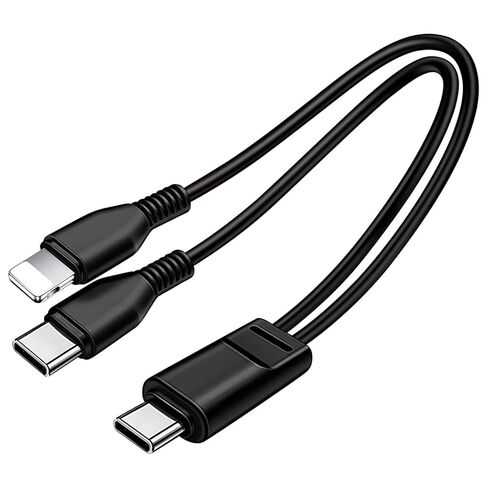 3.3FT 2Pack Dual USB C Multi Type C Splitter Cable,2 in 1 Multi Charging Cable,USB C to Double USB C Port Compatible with iPhone 15,iPad Pro/Air,Samsung S24,Moto,Google Pixel 8,LG,Black(Only Charging) in Saudi Arabia