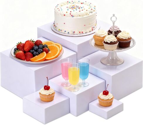 6 Pcs Clear Buffet Risers and Stands, Acrylic Food Risers for Buffet Table, Acrylic Risers Display Stands for Wedding Party, food display, Collectibles(8" 7" 6" 5.5" 4.5" 3") in Saudi Arabia