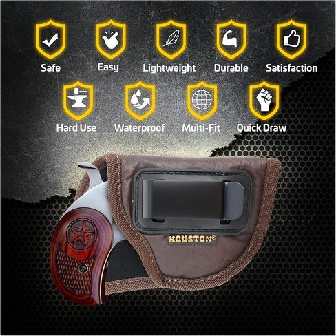 حافظة مسدس بحزام الخصر باللون البني للرجال / النساء لـ Bond Arms 410 Rowdy .45، Texas Defender .357 .38 / .45LC، Grizzly / .410، 3 "برميل. حافظة مسدس مخفية من الجلد البيئي 9 مم من هيوستن in Kuwait