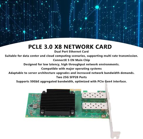 PCIe 3.0 X8 Network Card, Dual Port 25G SFP28 Ethernet Adapter with 5 EN Chip for Data Center and Cloud Computing in Saudi Arabia