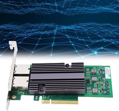 بطاقة شبكة Yunseity 10 جيجا بايت، منافذ RJ45 مزدوجة PCIE X8 NIC مع استهلاك منخفض للطاقة، دعم الخادم 2025 2022 2019 2016 2012 10 7 RHEL SLES Freebsd in Saudi Arabia