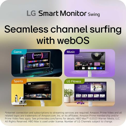 شاشة LG الذكية Swing 32U889SA-W 32 بوصة 4K UHD 3840x2160 IPS تعمل باللمس على قاعدة عجلات قابلة للتعديل بالكامل HDR10، webOS، مكبر صوت مدمج، HDMI، USB من النوع C، حامل إمالة/ارتفاع/دوران/محوري، أبيض متجدد in Kuwait